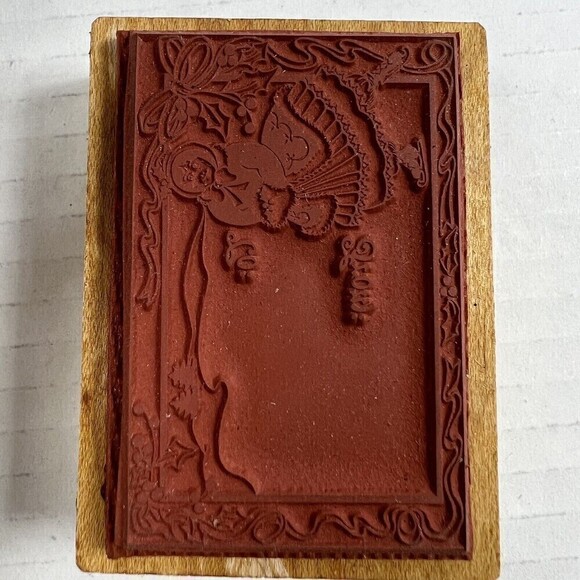 PSX F-392 Christmas Rubber Stamp GIRL ICE SKATING VINTAGE TO/FROM TAG LABEL - Picture 9 of 11